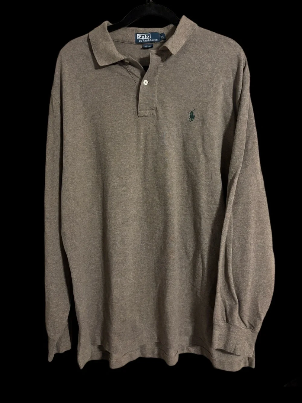 Vintage Polo Ralph Lauren Long Sleeve Heathered Taupe Preppy Academia Men’s XL